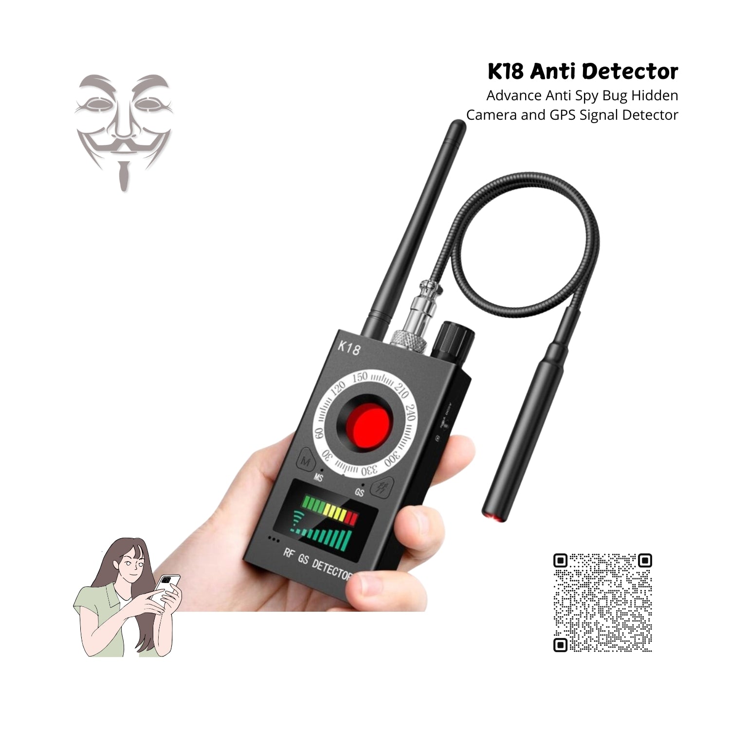 K18 Advance Anti Spy Bug Hidden Camera and GPS Signal Detector K18 Advance Anti Spy Bug Hidden Camera and GPS Signal Detector